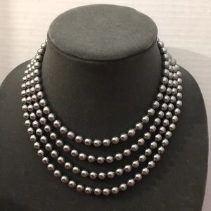 4 strand faux pearl necklace grey